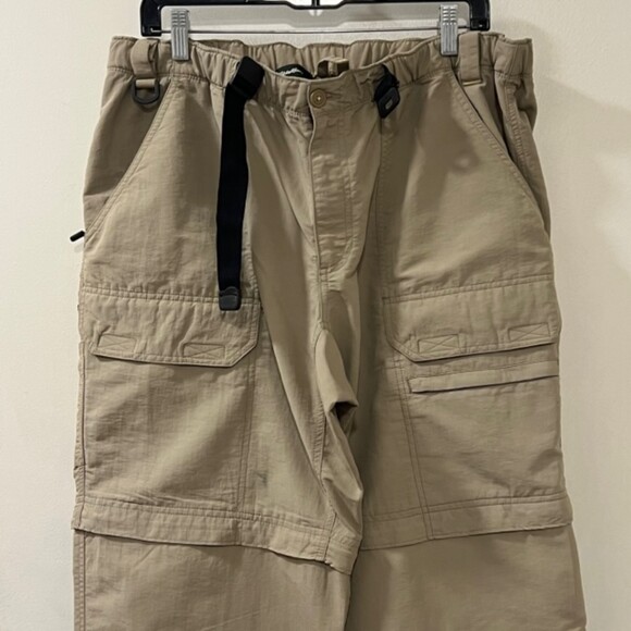 Eddie Bauer Mens Khaki Nylon Belted Convertible Sport Hiking Outdoor Pants Sz 34 - Picture 3 of 12